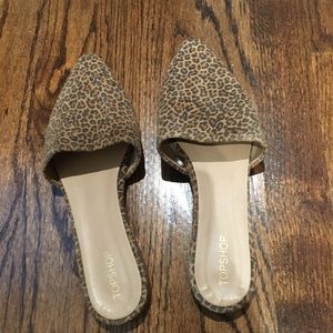 Topshop leopard pointed toe slides